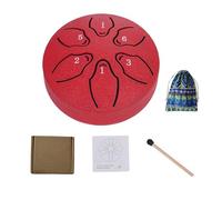Mini Steel Tongue Drum,6 Notes Percussion Instrument Handpan Drum C Key with Mallets,Rain Drum Instrument for Outside,Tongue Drum for Yoga, Meditation, Prenatal Music Education (Red)