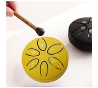 Mini Steel Tongue Drum Buddha Stones, Sound Healing Drum Kit Worry-Free Drum 3 Inch 6 Note Handpan Steel Drum for Adults Education Entertainment Meditation Yoga Zen Gifts (Color : Yellow)