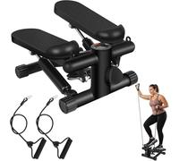 Mini Stepper for Home Exercise, Adjustable Resistance Stair Stepper with LCD Monitor, Non-Slip Pedals & Resistance Bands for Full Body Cardio Workout