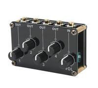 Mini Stereo Audio Mixer, 4 Channel Portable High Sensitive Low Noise Audio Mixer 4 Stereo Channel Mini Audio Mixer for Guitars, Bass, Keyboards Small Club or Bar Tape Player (Black)