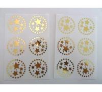 Mini Sticker Pack, Gold on Clear Transparent, 34mm Round Star Labels Plastic Decorative Gift Wrap Seals