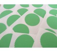 Mini Sticker Pack of 24 (Twenty-Four), 42mm Serrated Edge, Green, Certificate Wafer Company Seal Labels, Stickers for Embossing, Legal & Awards