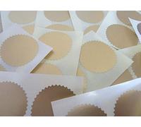Mini Sticker Pack of 24 (Twenty-Four), 42mm Serrated Edge, Matt Gold, Certificate Wafer Company Seal Labels, Stickers for Embossing, Legal & Awards