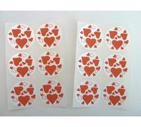 Mini Sticker Pack, Red on White, 34mm Round Heart Labels Plastic Decorative Gift Wrap Seals