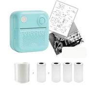 Mini Sticker Printer, Bluetooth Portable Mini Printer, Compatible with Android & iOS, Thermal Pocket Printer for Study Notes, DIY, Label, Working Listing (Green)