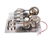 Mini Stirling Engine Physics Model,Four-Cylinder External Combustion Engine Micro Generator Engine Steam Engine Model Hot Air Power Teaching Model Birthday