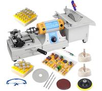 Mini Stone Saw for Gemstone Polishing and Jewelry Making, Multifunction Lapidary Kit with Adjustable Speed for Woodworking, Jade Carving, and DIY Crafts