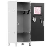 Mini Storage Locker 10.5×10.5×27.5cm, Rustproof Metal Locker Cabinet with Lock and Keys, Small Safe Box for Photos, Money and Private Letters, Internal Compartments, Mini Lockers for Home (White)