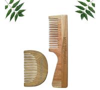 Mini Storify Truly Organic 1 Neem Beard Comb 1 Neem Handle Comb kachchi/Kachi Neem wood Comb Kangi Wooden Comb for women hair growth | Kanghi trated with pure bhringraj oil Pack of 2