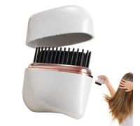 Mini Straightener Brush - Portable Hair Smoothing Comb, Adjustable Heat Styling Device, Lightweight Beauty Gadget with Fast Warmup | Care Solution for Salon Vacation Encouraging Sleek Results