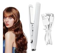 Mini Straightener Flat Iron, 2 in 1 Hair Straightener and Curler Travel Size Cordless Hair Straighteners Ceramic Flat Iron Mini Portable USB Rechargeable Travel Straightener for Home Dorm