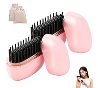 Mini Straightener,Mini Wireless Hair Straightener,Portable Mini Straightening Brush, Ionic Hot Comb Hair with USB Rechargeable, Professional Salon at Home Travel (Pink,2PCS)