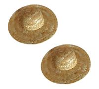 Mini Straw Hat 2Pcs 2x1 Inch Wide Brim Braided Mini Hats Realistic Mini Straw Hats for Crafts, Wine Bottles, Decorations, Jewelry/Doll Accessories Miniature Things Mini Hats for Crafts Mini Hats Mini