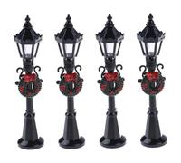 Mini Street Light Model 4PCS Miniature Lamp Post Dollhouse Fairy Garden Pathway Lantern Christmas Street Lamp Decoration for Holiday Scene Display.