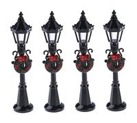 Mini Street Light Model Christmas Lamp Post Dollhouse Pathway Lantern Lighting Decor for Fairy Garden 4 Pcs