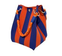Mini Striped Bucket Bag for Women Color Block Small Beach Tote Handbag