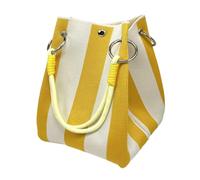Mini Striped Bucket Bag for Women Color Block Small Beach Tote Handbag