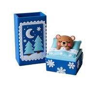 Mini Stuffed Bears, Sleeping Bear Pulling A Box - A Cozy Winter Surprise In A Box, Soft Bedroom Decor, A Winter-themed Gift For Kids And Collectors