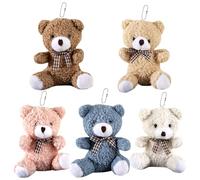 Mini Stuffed Plush Teddy Bears 5 Pcs,4 Inch Small Bulk Bear Plush Cuddly Tiny Soft Bears Keychain,Mini Bear Cute Little Teddy Bear Toy Birthday Party Favors Gifts for Back to School Friendships