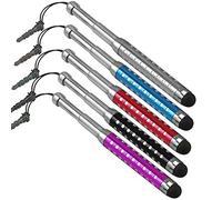 Mini Stylus for touch Screens with Anti Dust Plug Cap, Extendable Retractable Universal Capacitive ipad Pro, ipad Air, Playbook, Samsung Galaxy, and Other Tablets [5 Pack Assorted Colors]