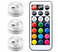 Mini Submersible LED Lights Waterproof Pool with Remote Battery Operated Flameless Lamps Color Changing Underwater for Aquarium Pond Fishtank Party Christmas Halloween (Colorful, 3 PCS)