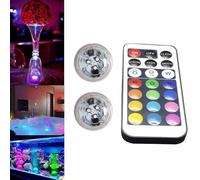 Mini Submersible Led Lights with Remote, Small Underwater Tea Lights Candles IP67 Waterproof,RGB Multicolor Flameless Accent Lights Battery Operated Vase Pool Pond Car LED Lights Interior (2PCS)