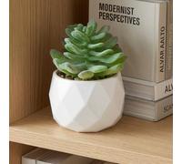 Mini Succulents Artificial Succulent Green in Geometric Diamond Pot Christmas Small Fake Plants for Home Decor Tabletop Greenery(Greena)