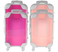 Mini Suitcase Makeup Carrying Case Travel 4pcs for Women | Plastic Construction, Protects Contents, Easy to Spot Items, Stores Cosmetics and Small Trinkets, Pink