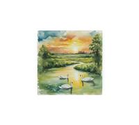Mini Swans Hot Pot Stand Trivet - British Wildlife Art Glassware Gift/Present - Kitchen Chopping/Cutting Board Worktop Protector with Non-Slip Feet 20cm x 20cm (8" x 8")