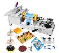Mini Table Rock Saw - 750W Adjustable Speed Jewelry Polisher for Gemstone Grinding, Faceting Machine 800-10000 RPM for Jade, Agate, Wood, Beeswax Sanding Kit