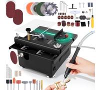 Mini Table Saw 100W, Adjustable Cut Depth and 7-Speed, 4 Blades Metal Chop Saw, Desktop Woodworking Small Bench Saws for Crafts Handmade DIY Hobby Model PCB Cutting Machine
