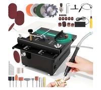 Mini Table Saw - 100W Multi-Functional Cutting, Sanding, Engraving & Drilling Machine with 16MM Adjustable Cutting Depth and Polishing Set for Crafts