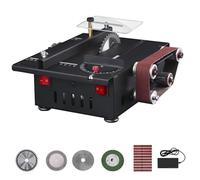 Mini Table Saw & Belt Sander Kit, 10 Sanding Belts, 4 Blades, 30mm Max Cutting Depth, Cuts Wood, Stone, Bamboo, Plastic, for DIY, Craft, Model Building
