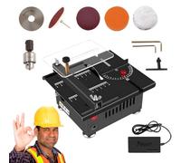 Mini Table Saw, Desktop Electric Cutter, 7 Speed & Angle Adjustable, 16MM Cutting Depth, Multi-Functional Woodworking Bench Saw for DIY Crafts