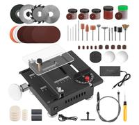 Mini Table Saw for Crafts, 100W Mini Multi-Functional Table Saw with 7 Speeds & 0-90° Angle Adjustable, Small Desktop Electric Saw with Full Set, Tablesaw Polisher Tool for Wood Plastic Acrylic