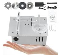 Mini Table Saw for DIY & Crafts, Compact Electric Precision Cutter with 4 Blades, 96W Adjustable Speed, 0.1-15mm Blade Depth for Wood, Plastic & Acrylic Projects (Non-liftable)