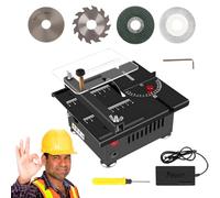 Mini Table Saw, Multi-Functional Desktop Electric Cutter with 7 Speed & Angle Adjustment, 16MM Cutting Depth for DIY Wooden Model Crafts