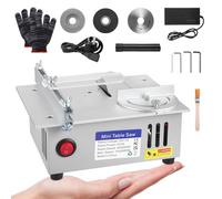 Mini Table Saw, Portable Precision Table Saw for Woodworking, 96W Mini Desktop Electric Cutter with Liftable Blade 16MM Cutting Depth, Adjustable Speed & Angle, Includes Dust Hose Brush & Gloves