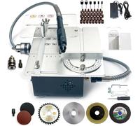 Mini Table Saw, Precision Electric Desktop Saw, 7 Adjustable Speed, 0-90° Bevel, 0-30mm Depth, Wood Cutting for Crafts Sanding Engraving Drilling