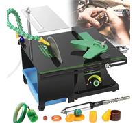 Mini Table Saw Rock Polishing Buffer Machine, Adjustable Speed DIY Lathe Tool with Flexible Shaft for Jewelry Making and Lapidary Work
