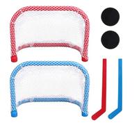 Mini Tabletop Hockey Game Set, 2pcs Goal Nets 2 Sticks & 2 Pucks Desktop Hockey Toys for Adults Indoor Family Game Night Sport Party Supplies