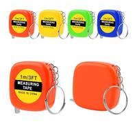 Mini Tape Measure Keychain - 4 Pcs 3ft Retractable Measuring Tapes with Stable Slide Lock, 1.5 Inch Sliver Portable Retractable Small Tape Measure for DIY, Sewing, Office & Party Favors