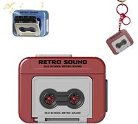 Mini Tape Recorder Keychain, Portable Miniature Cassettes Player 2025 New, Vintage Music Recorders Creative Gifts, Retro Recorders Fun Key Backpack Hanging Accessory for Friends Couple Kids (Red)