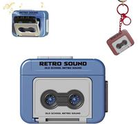 Mini Tape Recorder Keychain, Portable Miniature Cassettes Player 2025 New, Vintage Music Recorders Creative Gifts, Retro Recorders Fun Key Backpack Hanging Accessory for Friends Couple Kids (Blue)