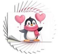 Mini Tattoos Aesthetic Decals, Backyard Bar Decor Cute Pattern Design for Christmas Notebook | Garage Removable Vinyl A Cute Penguin Holding Heart-Shaped Balloons(12X18CM)
