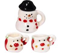 Mini Tea Set, 1:12 Scale Ceramic Cute Snowman Dollhouse Miniature Tea Set, Dollhouse Christmas Decorations Gifts for Kids Rol