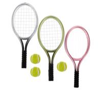 Mini Tennis Racket Keychain Set 3 Miniature Tennis Racquets and 3 Balls for Home Decoration