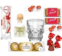Mini Tequila 50ml Shot Glasses & Chocolates Gift (Patron Reposado Rested)