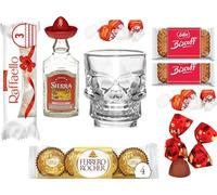 Mini Tequila 50ml Shot Glasses & Chocolates Gift (Sierra Silver Blanco)