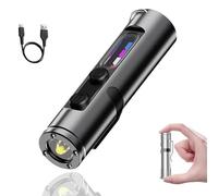 Mini - The Ultimate Everyday Micro Tool,Mini Rechargeable Led Magnetic Super Bright Tactical Flashlight,Portable Keychain Flashlight with Hat Clip,Waterproof, 3 Brightnes,High Lumens (Black)
